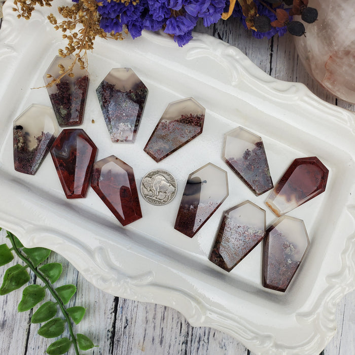 Moss Agate Coffin Cabochons