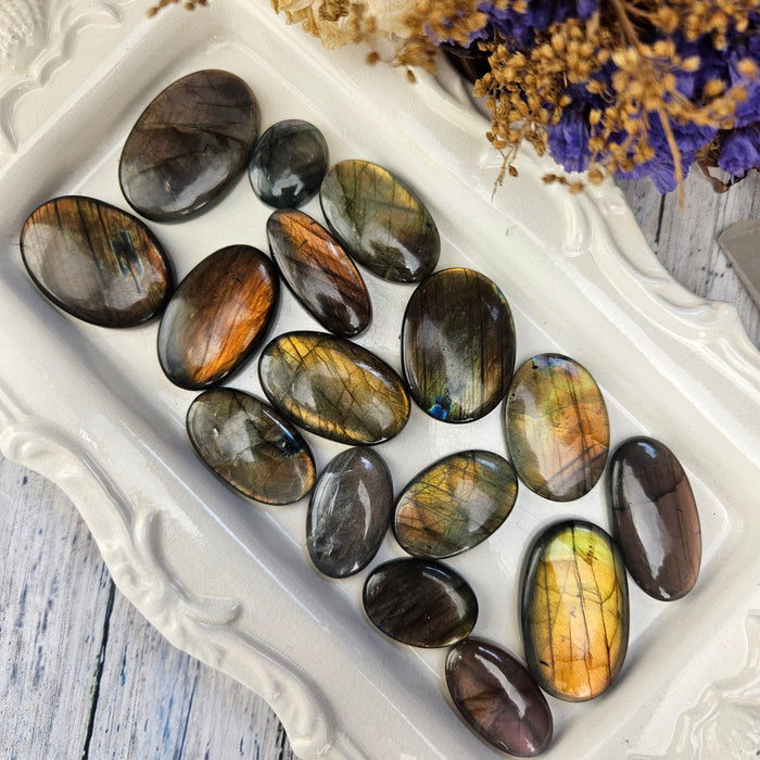 Labradorite Oval Cabochons, Orange