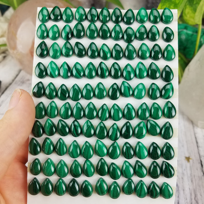 Malachite Teardrop Cabochons, 7x10mm