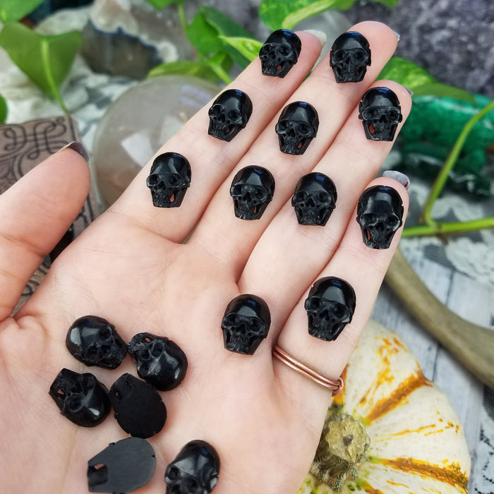 Mini Skull Carving Cabochons, Buffalo Horn