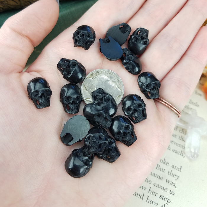 Mini Skull Carving Cabochons, Buffalo Horn