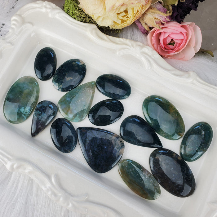 Moss Agate Cabochons, green