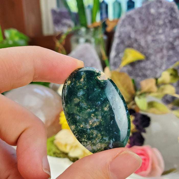 Moss Agate Cabochons, green
