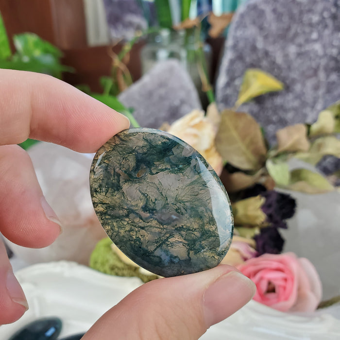 Moss Agate Cabochons, green