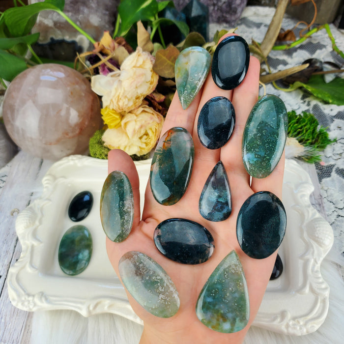 Moss Agate Cabochons, green