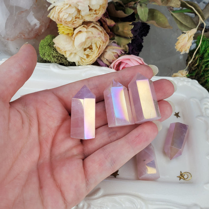 Aura Rose Quartz Points