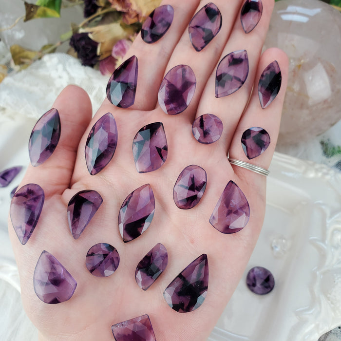 Trapiche Amethyst Rose Cut Cabochons