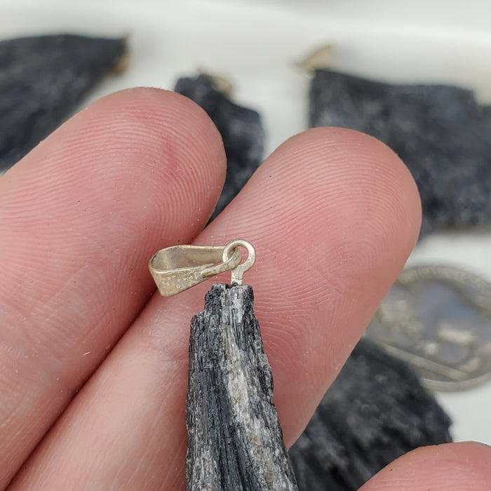 Black Kyanite Fans, pendants