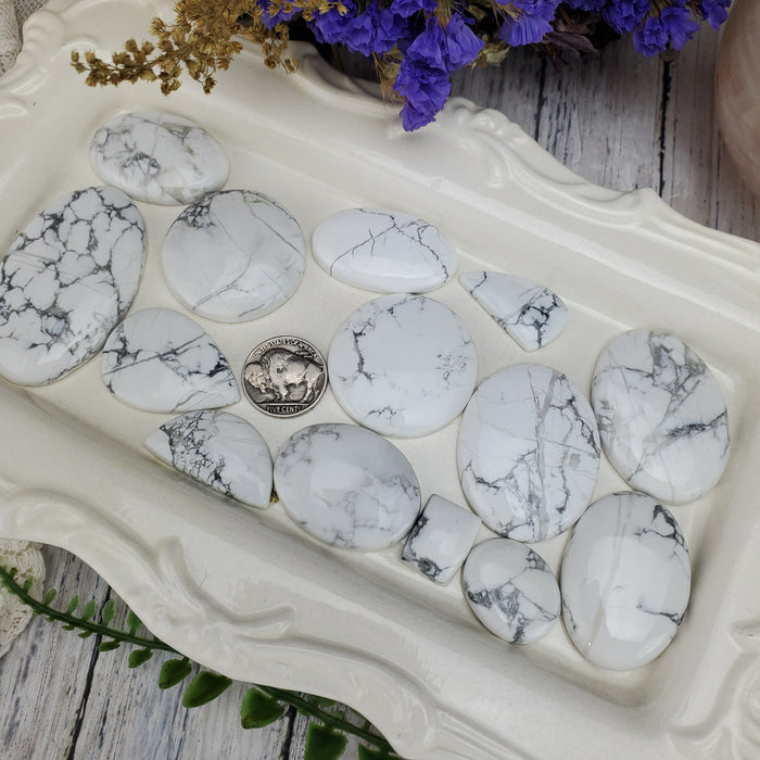 Howlite Cabochons, 100 gram bags
