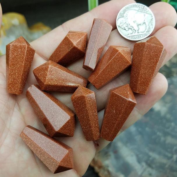 Red Goldstone Crystal Faceted Teardrops, second quality