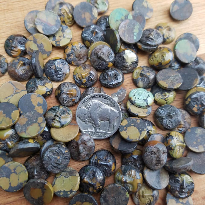 Turquoise Moon Face Carvings