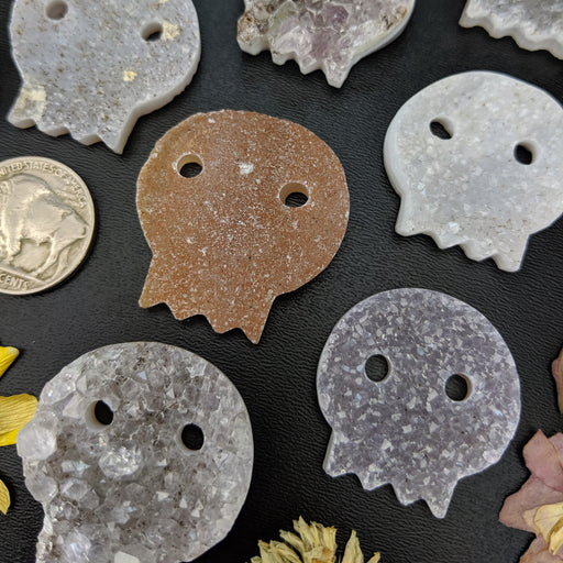 Druzy Quartz Skulls