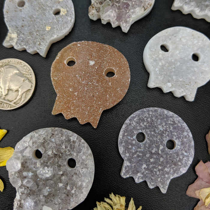 Druzy Quartz Skulls