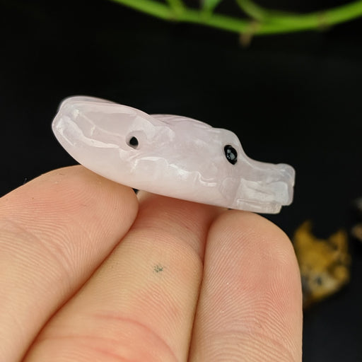 Rose Quartz Wolf Head Drilled Pendant
