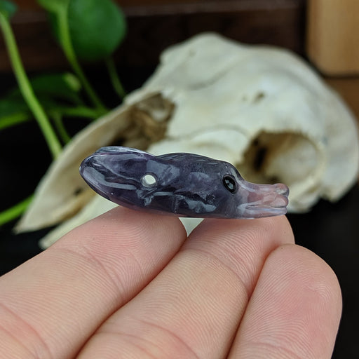 Rainbow Fluorite Wolf Head Drilled Pendant