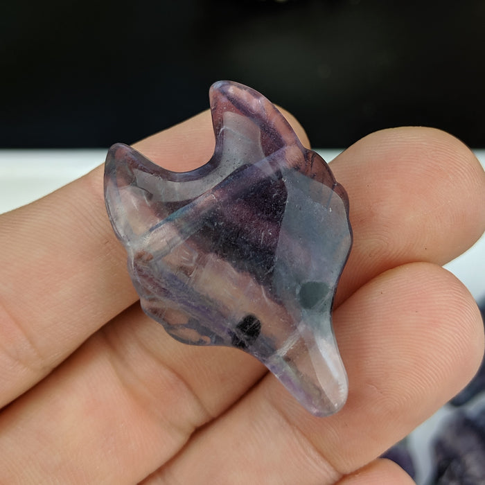 Rainbow Fluorite Wolf Head Drilled Pendant