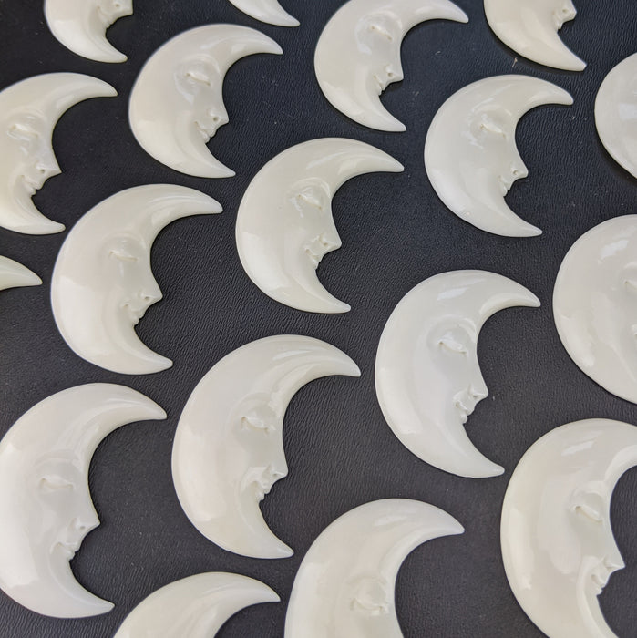 Crescent Moon Face Bone Carving, Hand Carved