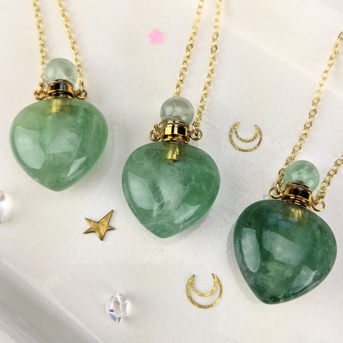 Fluorite Perfume Bottles, "Hearts"