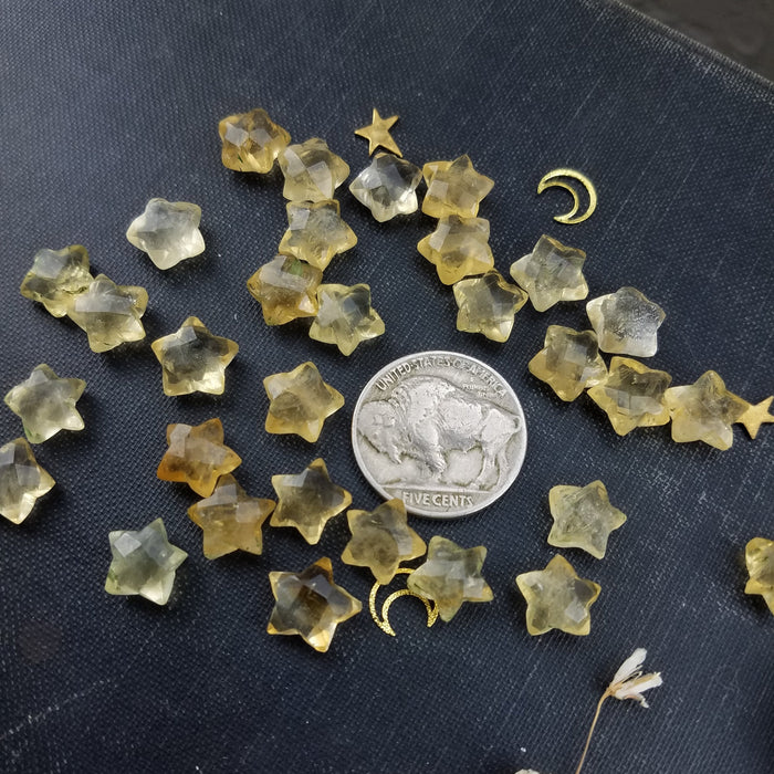 Faceted Citrine Stars, drilled, 10mm