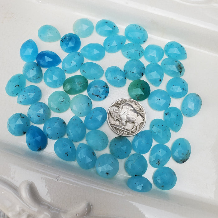 Hemimorphite Rose Cut Cabochons