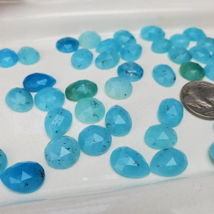 Hemimorphite Rose Cut Cabochons