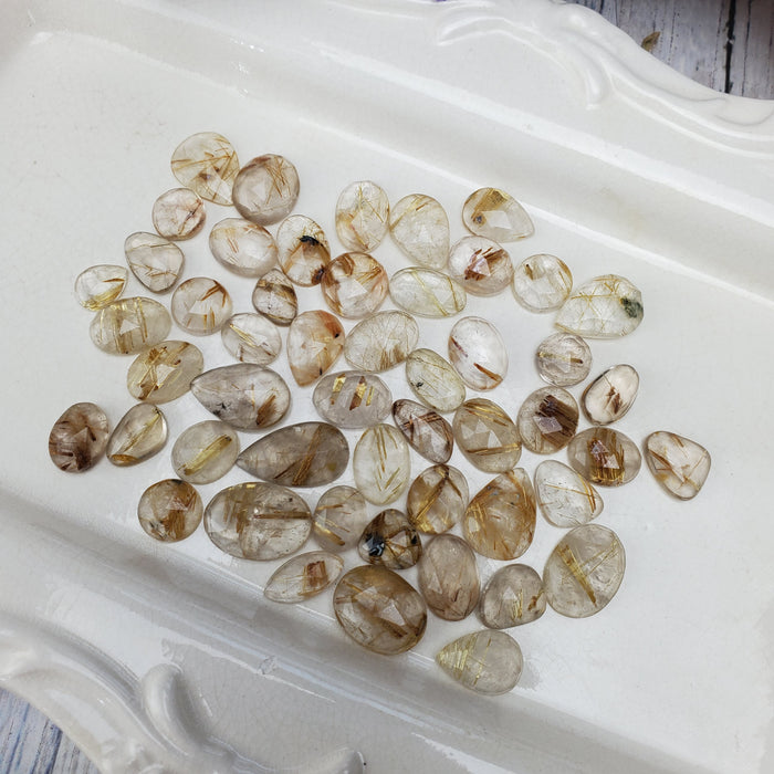 Golden Rutile Rose Cut Cabochons