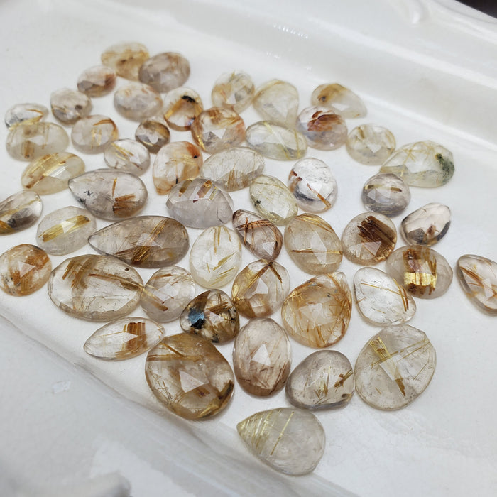 Golden Rutile Rose Cut Cabochons