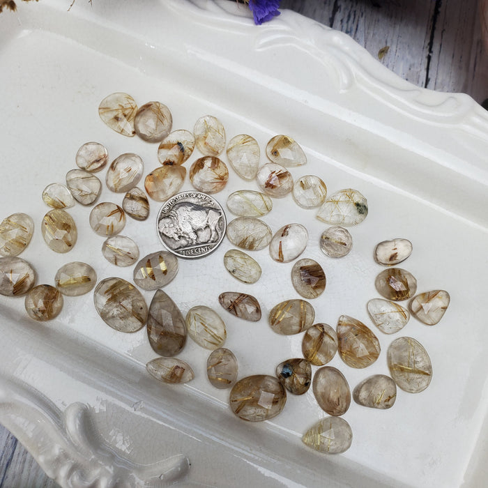 Golden Rutile Rose Cut Cabochons