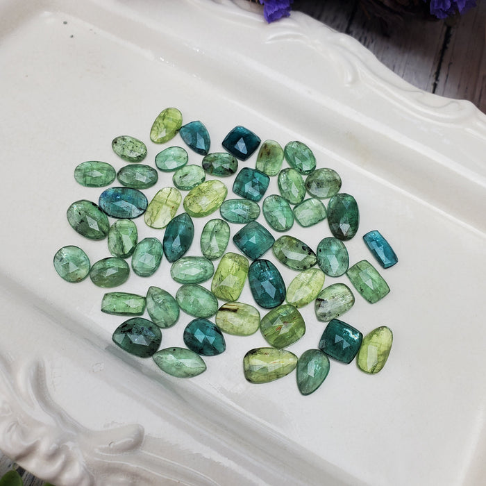 Green Kyanite Rose Cut Cabochons