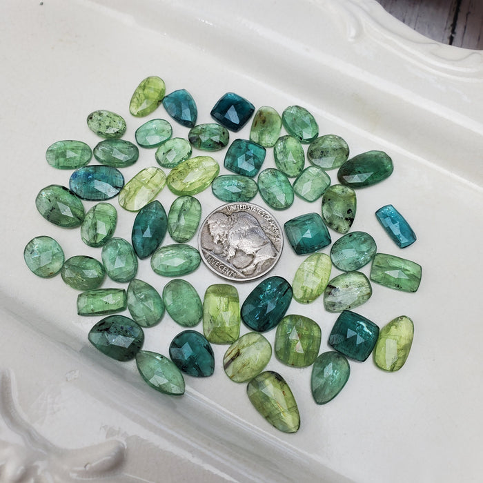 Green Kyanite Rose Cut Cabochons