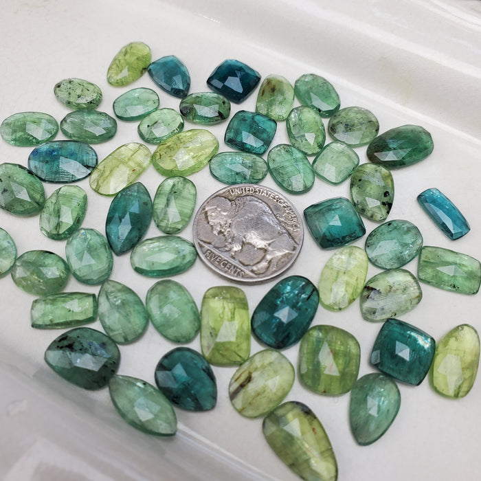 Green Kyanite Rose Cut Cabochons