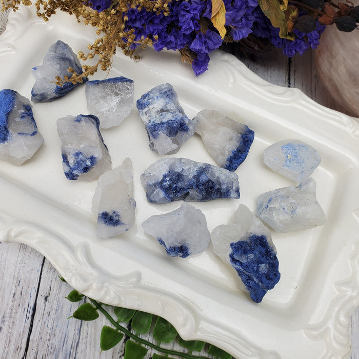 Dumortierite in Quartz Rough Chunks