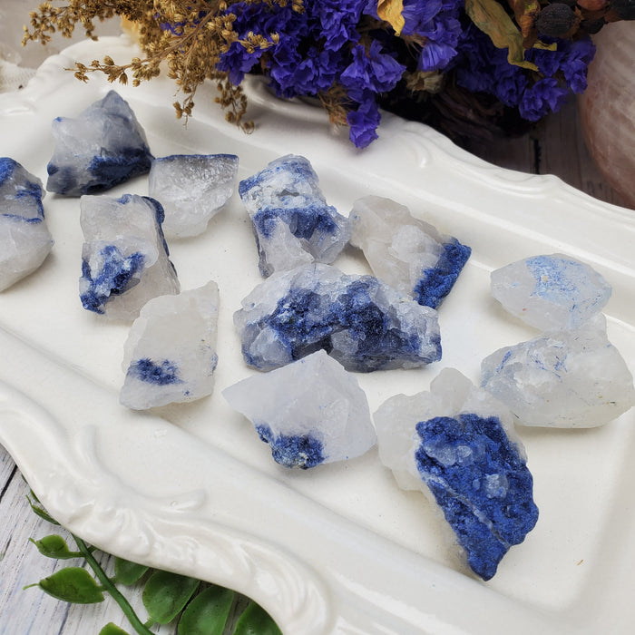 Dumortierite in Quartz Rough Chunks