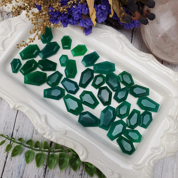 Green Onyx Coffin Cabochons