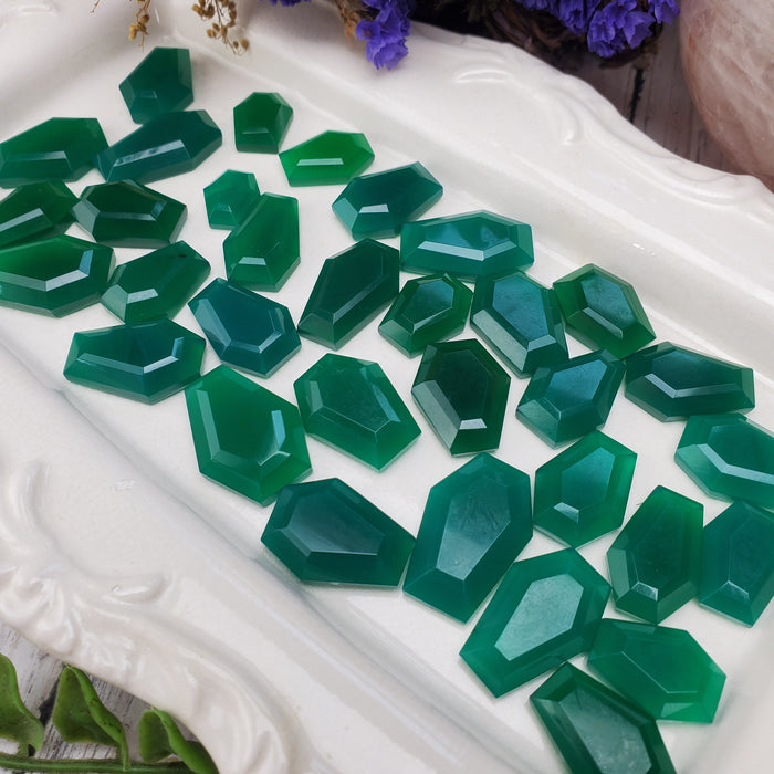 Green Onyx Coffin Cabochons