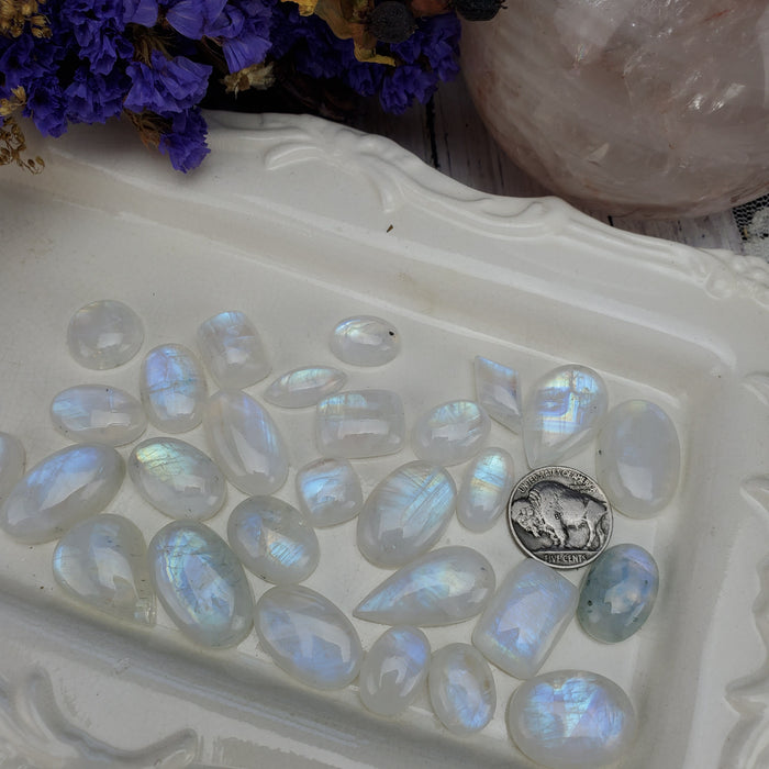 Moonstone Cabochons, 100g bags