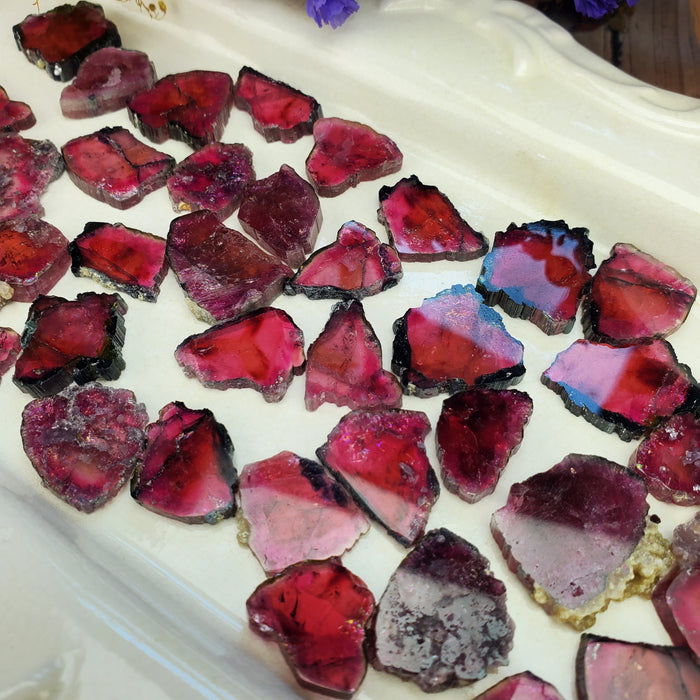 Dark Pink Tourmaline Slices