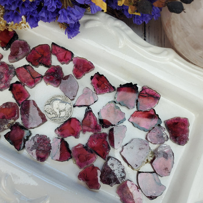 Dark Pink Tourmaline Slices