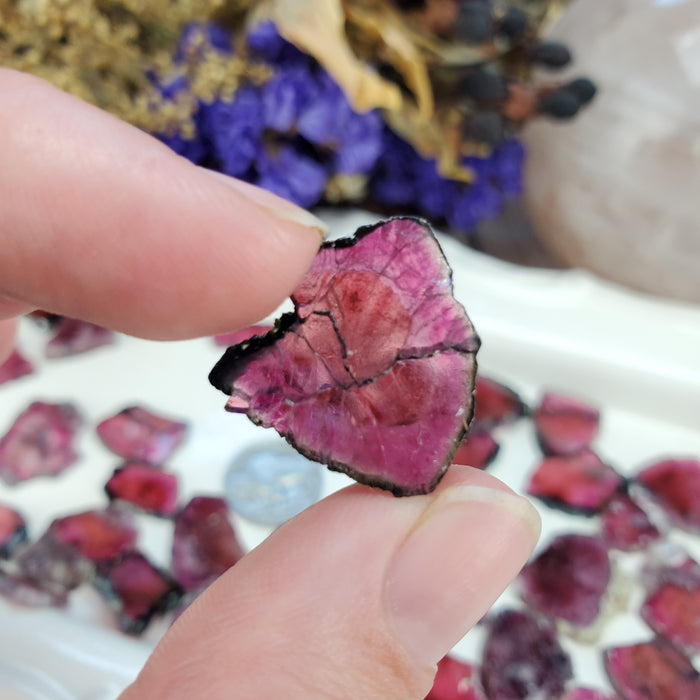 Dark Pink Tourmaline Slices