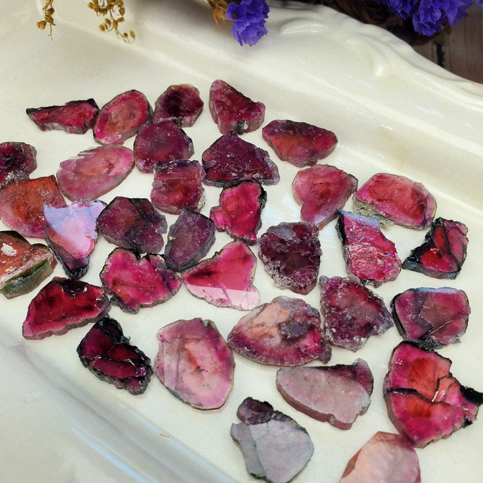 Pink Tourmaline Slices, large