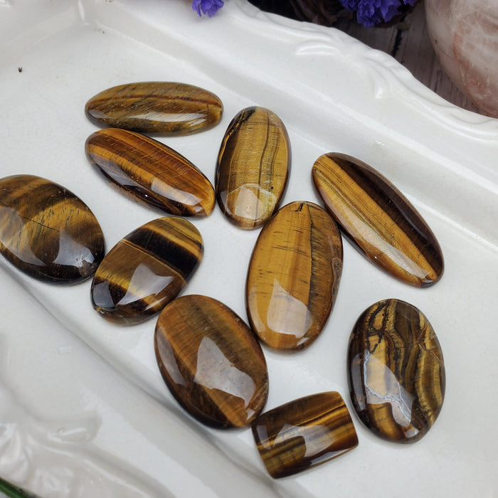 Tigers Eye Cabochons, 100 gram bags