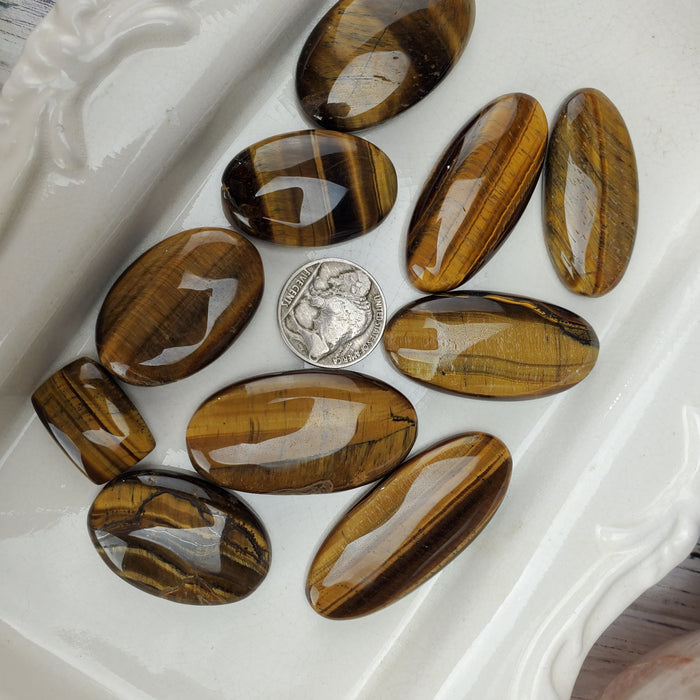 Tigers Eye Cabochons, 100 gram bags