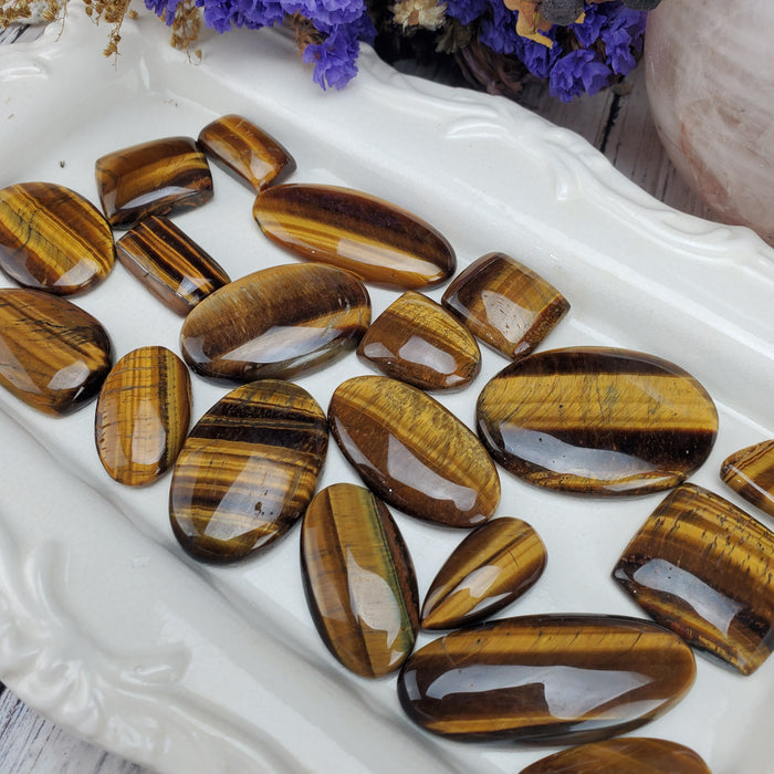 Tigers Eye Cabochons, 100 gram bags