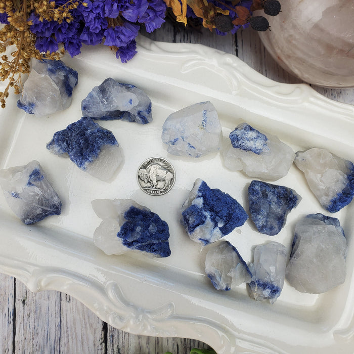 Dumortierite in Quartz Rough Chunks