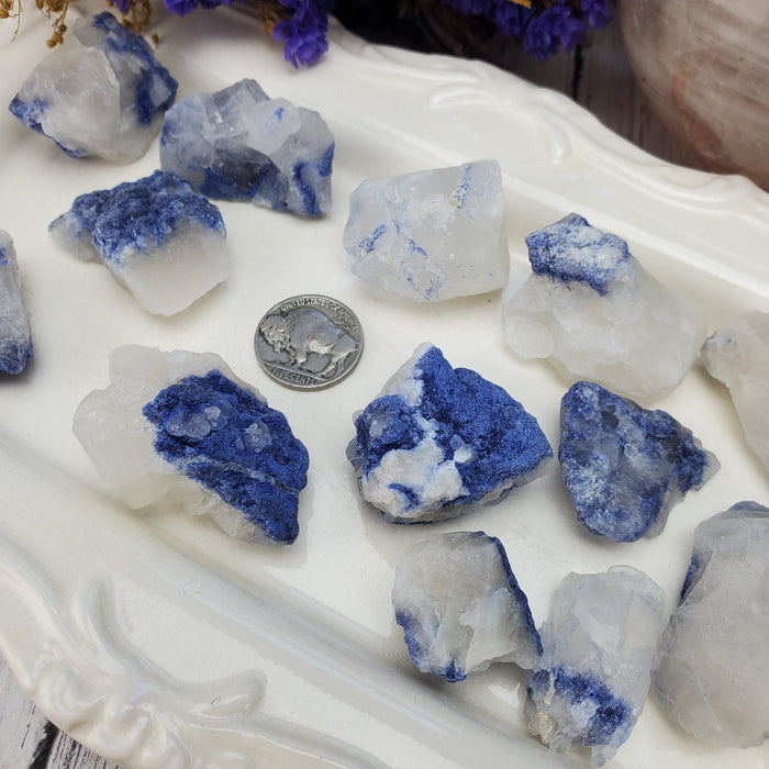 Dumortierite in Quartz Rough Chunks