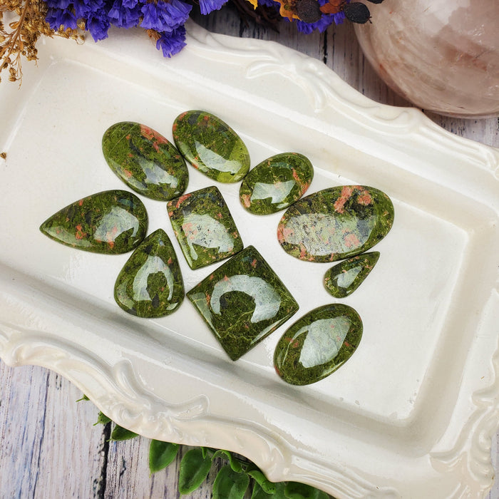 Unakite Cabochons, 100 gram bags