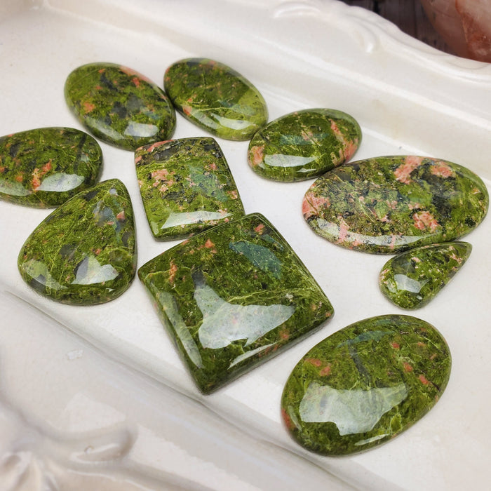 Unakite Cabochons, 100 gram bags