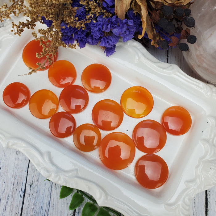 Orange Onyx Cabochons, Rounds