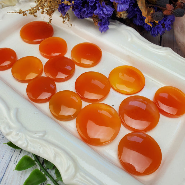 Orange Onyx Cabochons, Rounds