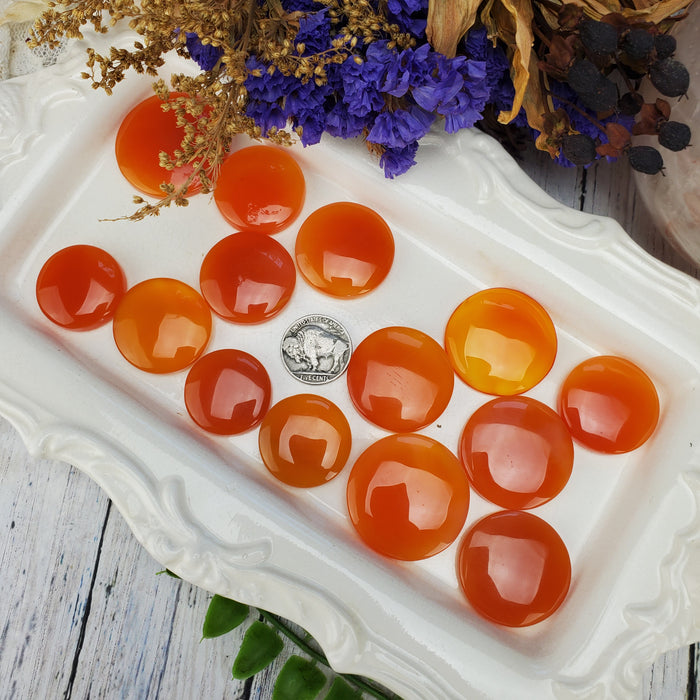 Orange Onyx Cabochons, Rounds